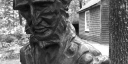 Sculpture and (reproduction) cabin at Walden Pond, Concord, MA August 2017