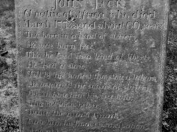 Headstone of John Jack, freed slave. Old Hill Burying Ground, Concord, MA