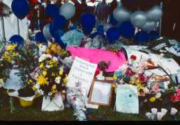 Memorials pile up the morning after the Columbine High Schooting