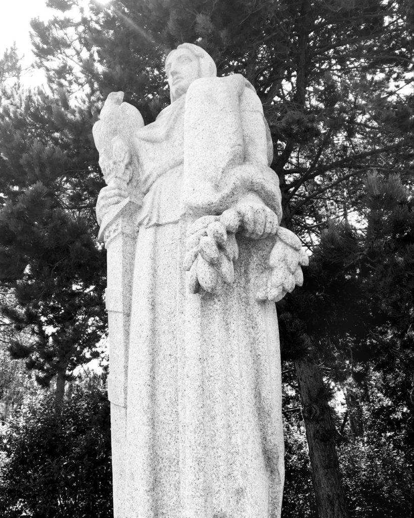 Stone sculpture at the Normandy American Cemetery