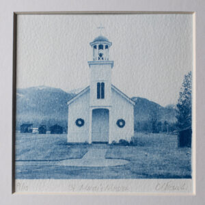 St. Mary's Mission cyanotype print by Leland Buck